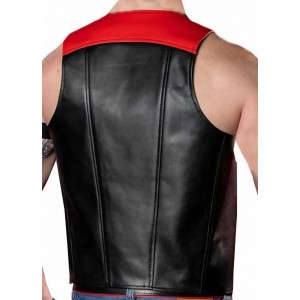Men Real Leather Bartender Vest Cowhide Bar Waistcoat Open Front Vintage Style, Handmade – Gay Bar Vest, Bar Waistcoat Durability and Style 