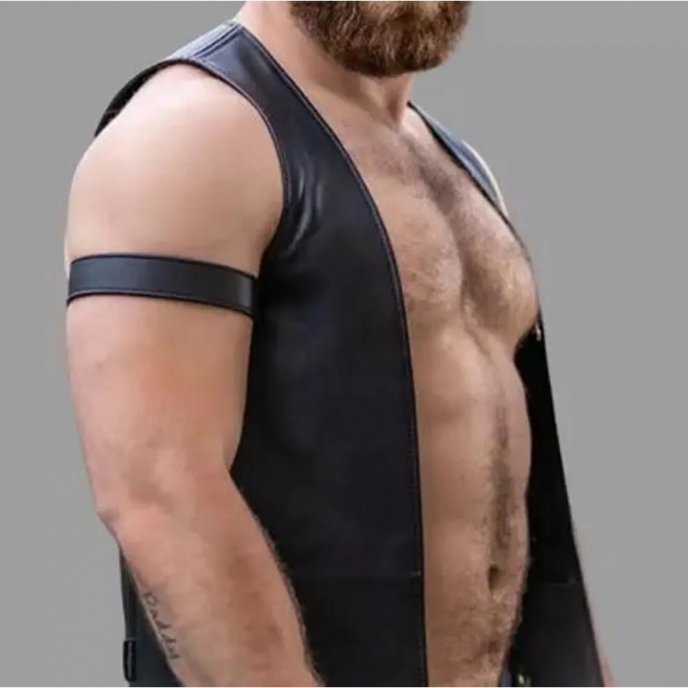 Men Real Leather Bartender Vest Cowhide Bar Waistcoat Open Front Vintage Style, Handmade – Gay Bar Vest, Bar Waistcoat Durability and Style 