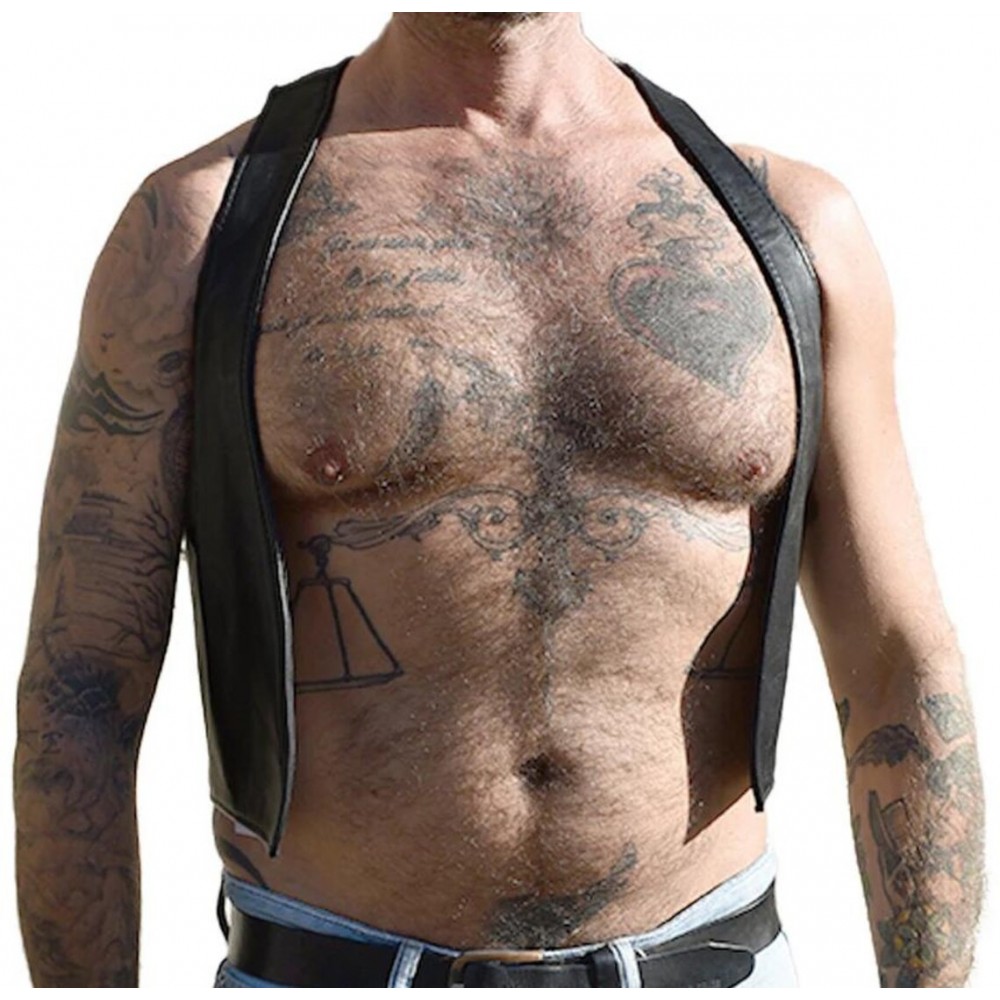 Men Real Leather Bartender Vest Cowhide Bar Waistcoat Open Front Vintage Style, Handmade – Gay Bar Vest, Bar Waistcoat Durability and Style