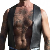 Men Real Leather Bartender Vest Cowhide Bar Waistcoat Open Front Vintage Style, Handmade – Gay Bar Vest, Bar Waistcoat Durability and Style