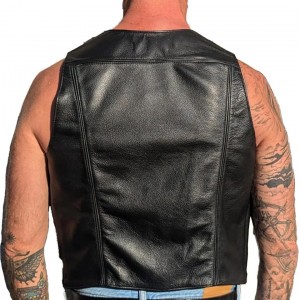 Men Real Leather Bartender Vest Cowhide Bar Waistcoat Open Front Vintage Style, Handmade – Gay Bar Vest, Bar Waistcoat Durability and Style