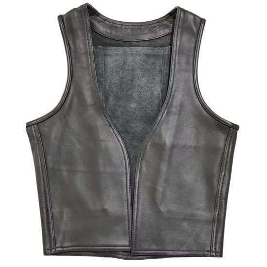 Men Real Leather Bartender Vest Cowhide Bar Waistcoat Open Front Vintage Style, Handmade – Gay Bar Vest, Bar Waistcoat Durability and Style 