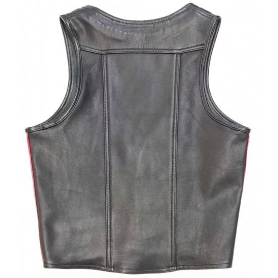 Men Real Leather Bartender Vest Cowhide Bar Waistcoat Open Front Vintage Style, Handmade – Gay Bar Vest, Bar Waistcoat Durability and Style 