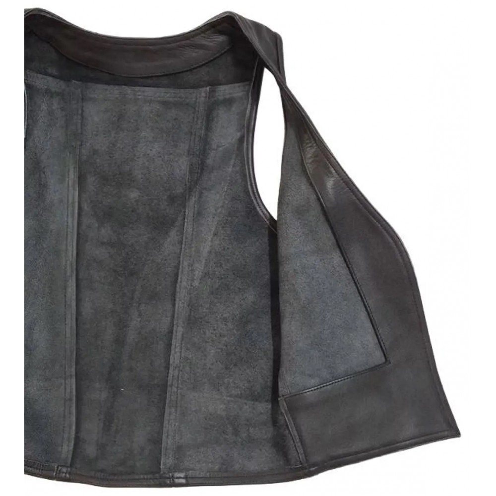 Men Real Leather Bartender Vest Cowhide Bar Waistcoat Open Front Vintage Style, Handmade – Gay Bar Vest, Bar Waistcoat Durability and Style 