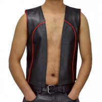 Men Real Leather Bartender Vest Cowhide Bar Waistcoat Open Front Vintage Style, Handmade – Gay Bar Vest, Bar Waistcoat Durability and Style