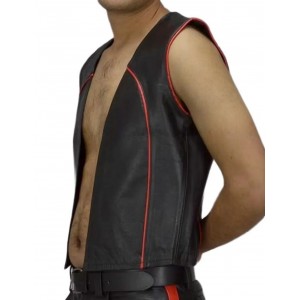 Men Real Leather Bartender Vest Cowhide Bar Waistcoat Open Front Vintage Style, Handmade – Gay Bar Vest, Bar Waistcoat Durability and Style