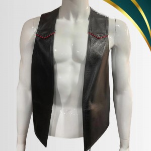 Men Real Leather Bartender Vest Cowhide Bar Waistcoat Open Front Vintage Style, Handmade – Gay Bar Vest, Bar Waistcoat Durability and Style