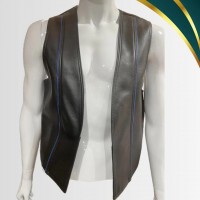 Men Real Leather Bartender Vest Cowhide Bar Waistcoat Open Front Vintage Style, Handmade – Gay Bar Vest, Bar Waistcoat Durability and Style