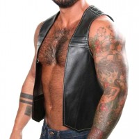 Men Real Leather Bartender Vest Cowhide Bar Waistcoat Open Front Vintage Style, Quilted, Handmade – Gay Bar Vest, Durability and Style 