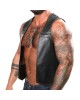Men Real Leather Bartender Vest Cowhide Bar Waistcoat Open Front Vintage Style, Quilted, Handmade – Gay Bar Vest, Durability and Style 