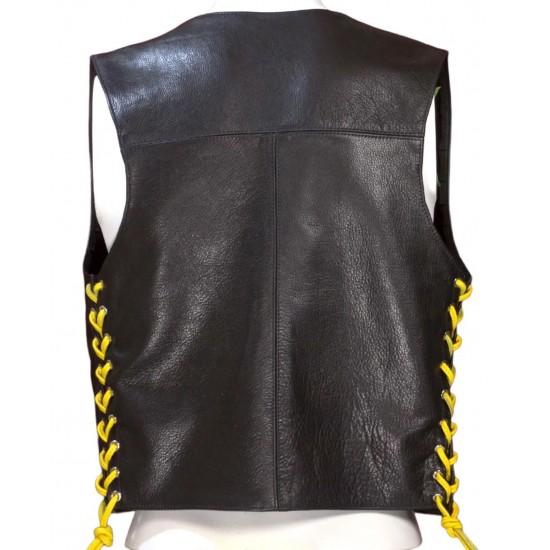 Men Real Leather Bartender Vest Cowhide Bar Waistcoat Open Front Vintage Style, Handmade – Gay Bar Vest, Bar Waistcoat Durability and Style