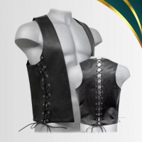 Men Real Leather Bartender Vest Cowhide Bar Waistcoat Open Front Vintage Style, Handmade – Gay Bar Vest, Bar Waistcoat Durability and Style