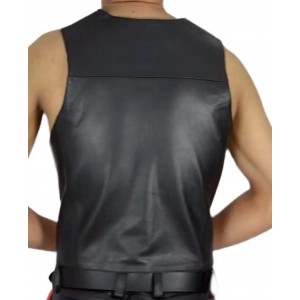 Men Real Leather Bartender Vest Cowhide Bar Waistcoat Open Front Vintage Style, Handmade – Gay Bar Vest, Bar Waistcoat Durability and Style