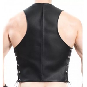 Men Real Leather Bartender Vest Cowhide Bar Waistcoat Open Front Vintage Style, Handmade – Gay Bar Vest, Bar Waistcoat Durability and Style