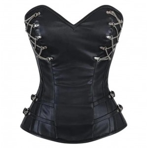 Women Real Leather Corset Overbust Handmade Black Genuine Leather Corset, Heavy Duty Steel Boned Waist Gothic Luxury and Stylish