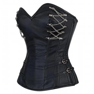 Women Real Leather Corset Overbust Handmade Black Genuine Leather Corset, Heavy Duty Steel Boned Waist Gothic Luxury and Stylish