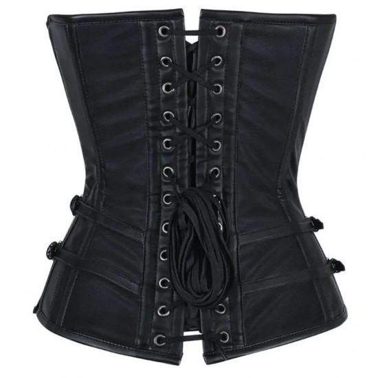 Women Real Leather Corset Overbust Handmade Black Genuine Leather Corset, Heavy Duty Steel Boned Waist Gothic Luxury and Stylish