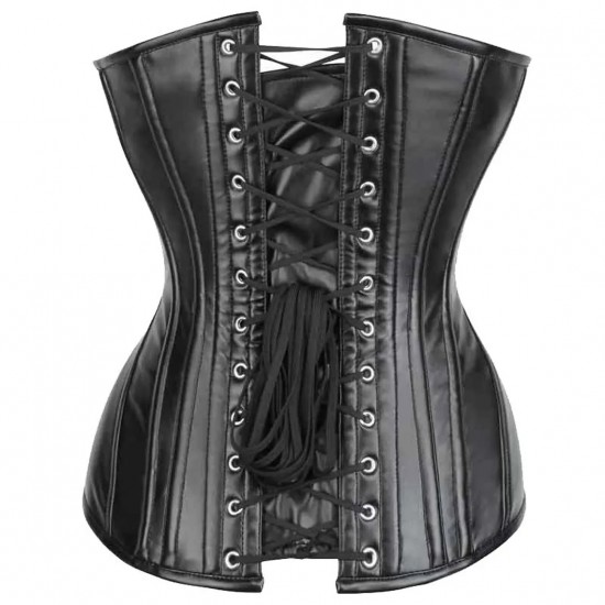 Women Real Leather Corset Overbust Handmade Black Genuine Leather Corset, Heavy Duty Steel Boned Waist Gothic Luxury and Stylish