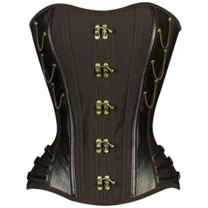 Women Real Leather Corset Overbust Handmade Brown Genuine Leather Corset, Heavy Duty Steel Boned Waist Gothic Luxury and Stylish