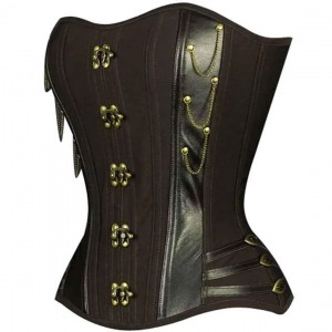 Women Real Leather Corset Overbust Handmade Brown Genuine Leather Corset, Heavy Duty Steel Boned Waist Gothic Luxury and Stylish