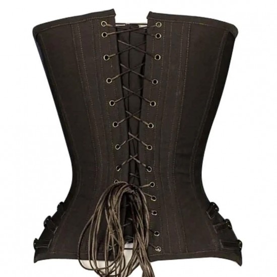 Women Real Leather Corset Overbust Handmade Brown Genuine Leather Corset, Heavy Duty Steel Boned Waist Gothic Luxury and Stylish