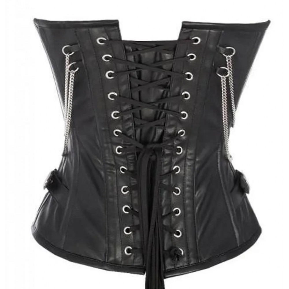 Women Real Leather Corset Overbust Handmade Black Genuine Leather Corset, Heavy Duty Steel Boned Waist Gothic Luxury and Stylish