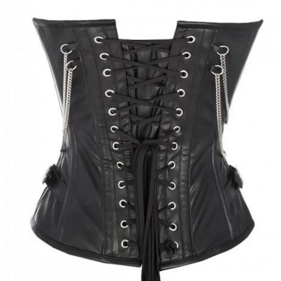 Women Real Leather Corset Overbust Handmade Black Genuine Leather Corset, Heavy Duty Steel Boned Waist Gothic Luxury and Stylish
