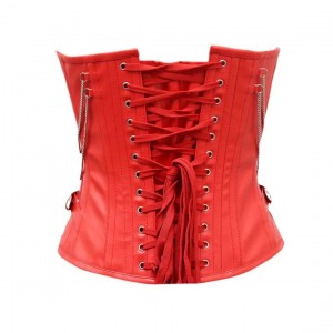 Women Real Leather Corset Overbust Handmade Red Genuine Leather Corset, Heavy Duty Steel Boned Waist Gothic Luxury and Stylish