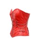 Women Real Leather Corset Overbust Handmade Red Genuine Leather Corset, Heavy Duty Steel Boned Waist Gothic Luxury and Stylish