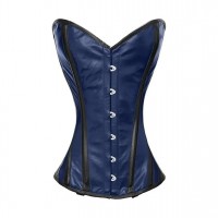 Women Real Leather Corset Overbust Handmade Blue Genuine Leather Corset, Heavy Duty Steel Boned Waist Gothic Luxury and Stylish