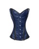 Women Real Leather Corset Overbust Handmade Blue Genuine Leather Corset, Heavy Duty Steel Boned Waist Gothic Luxury and Stylish