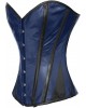 Women Real Leather Corset Overbust Handmade Blue Genuine Leather Corset, Heavy Duty Steel Boned Waist Gothic Luxury and Stylish