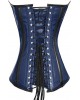 Women Real Leather Corset Overbust Handmade Blue Genuine Leather Corset, Heavy Duty Steel Boned Waist Gothic Luxury and Stylish