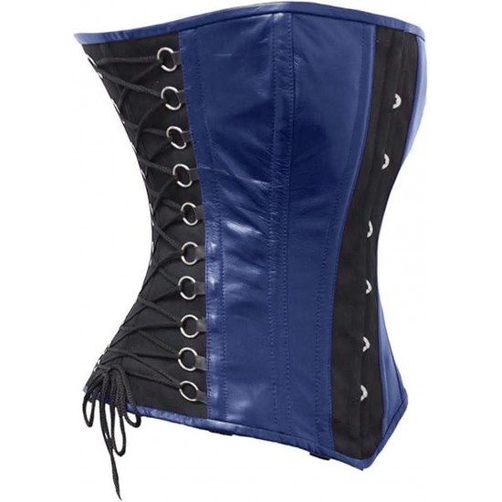 Women Real Leather Corset Overbust Handmade Black Genuine Leather Corset, Heavy Duty Steel Boned Waist Gothic Luxury and Stylish