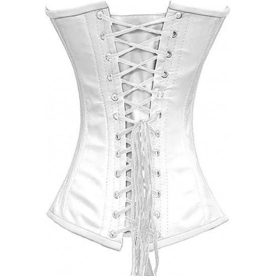 Women Real Leather Corset Overbust Handmade White Genuine Leather Corset, Heavy Duty Steel Boned Waist Gothic Luxury and Stylish