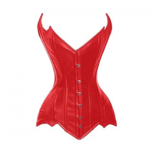 Women Real Leather Corset Overbust Handmade Red Genuine Leather Corset, Heavy Duty Steel Boned Waist Gothic Luxury and Stylish