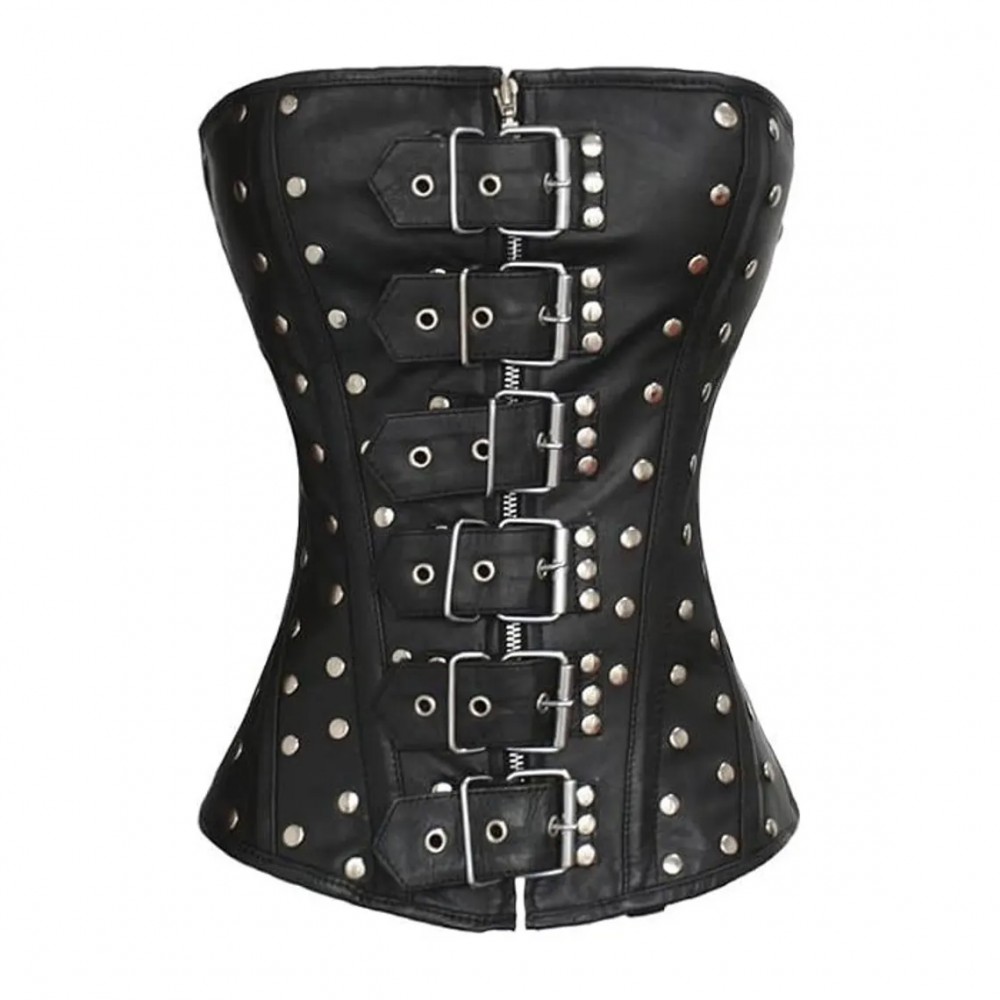 Women Real Leather Corset Overbust Handmade Black Genuine Leather Corset, Heavy Duty Steel Boned Waist Gothic Luxury and Stylish