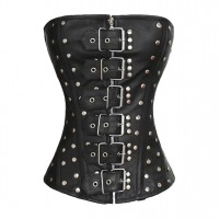 Women Real Leather Corset Overbust Handmade Black Genuine Leather Corset, Heavy Duty Steel Boned Waist Gothic Luxury and Stylish