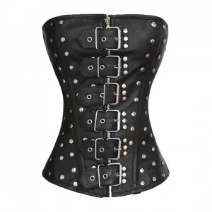 Women Real Leather Corset Overbust Handmade Black Genuine Leather Corset, Heavy Duty Steel Boned Waist Gothic Luxury and Stylish