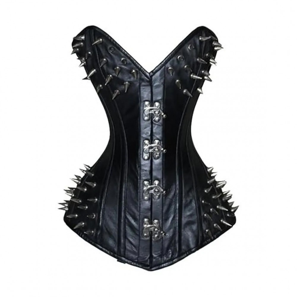 Women Real Leather Corset Overbust Handmade Black Genuine Leather Corset, Heavy Duty Steel Boned Waist Gothic Luxury and Stylish