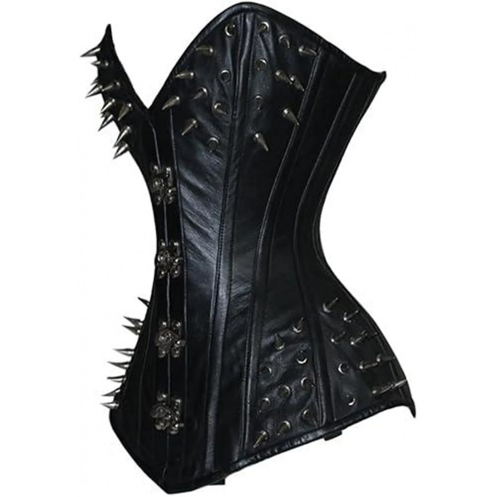 Women Real Leather Corset Overbust Handmade Black Genuine Leather Corset, Heavy Duty Steel Boned Waist Gothic Luxury and Stylish