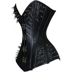 Women Real Leather Corset Overbust Handmade Black Genuine Leather Corset, Heavy Duty Steel Boned Waist Gothic Luxury and Stylish