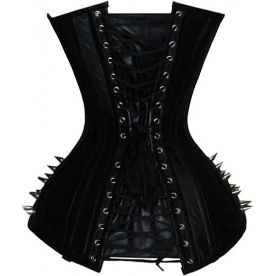 Women Real Leather Corset Overbust Handmade Black Genuine Leather Corset, Heavy Duty Steel Boned Waist Gothic Luxury and Stylish