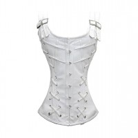 Women Real Leather Corset Overbust Handmade White Genuine Leather Corset, Heavy Duty Steel Boned Waist Gothic Luxury and Stylish