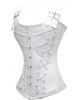 Women Real Leather Corset Overbust Handmade White Genuine Leather Corset, Heavy Duty Steel Boned Waist Gothic Luxury and Stylish