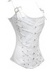 Women Real Leather Corset Overbust Handmade White Genuine Leather Corset, Heavy Duty Steel Boned Waist Gothic Luxury and Stylish