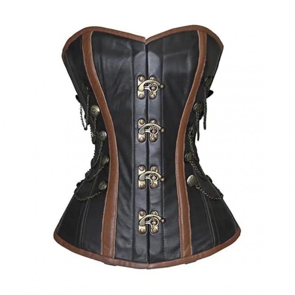 Women Real Leather Corset Overbust Handmade Black Genuine Leather Corset, Heavy Duty Steel Boned Waist Gothic Luxury and Stylish