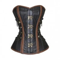 Women Real Leather Corset Overbust Handmade Black Genuine Leather Corset, Heavy Duty Steel Boned Waist Gothic Luxury and Stylish