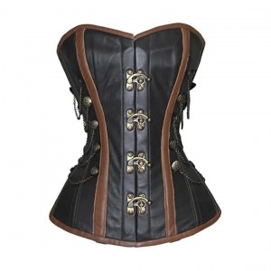 Women Real Leather Corset Overbust Handmade Black Genuine Leather Corset, Heavy Duty Steel Boned Waist Gothic Luxury and Stylish