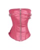 Women Real Leather Corset Overbust Handmade Pink Genuine Leather Corset, Heavy Duty Steel Boned Waist Gothic Luxury and Stylish
